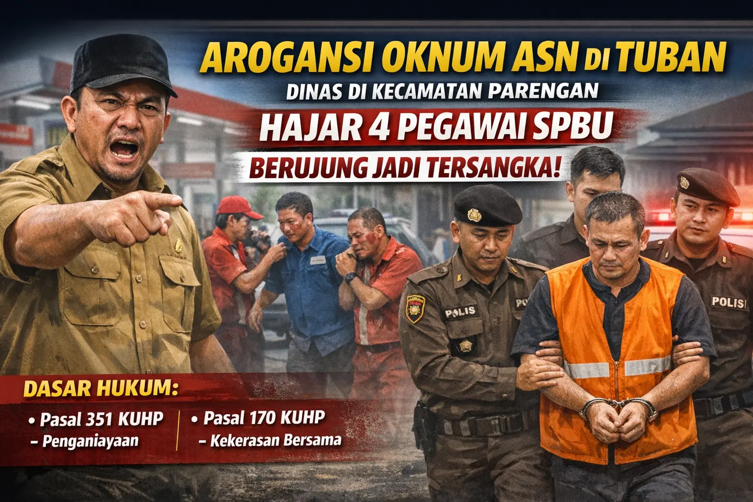 ASN Tuban Aniaya 4 Pegawai SPBU, Jadi Tersangka
