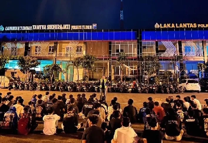 Balap Liar Tuban Dibubarkan, Puluhan Kendaraan Disita