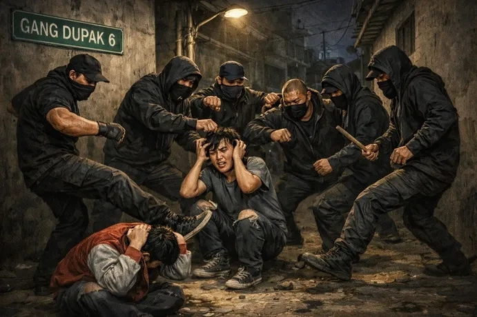 Remaja Dibacok Brutal, Gangster Beraksi Saat Takbiran