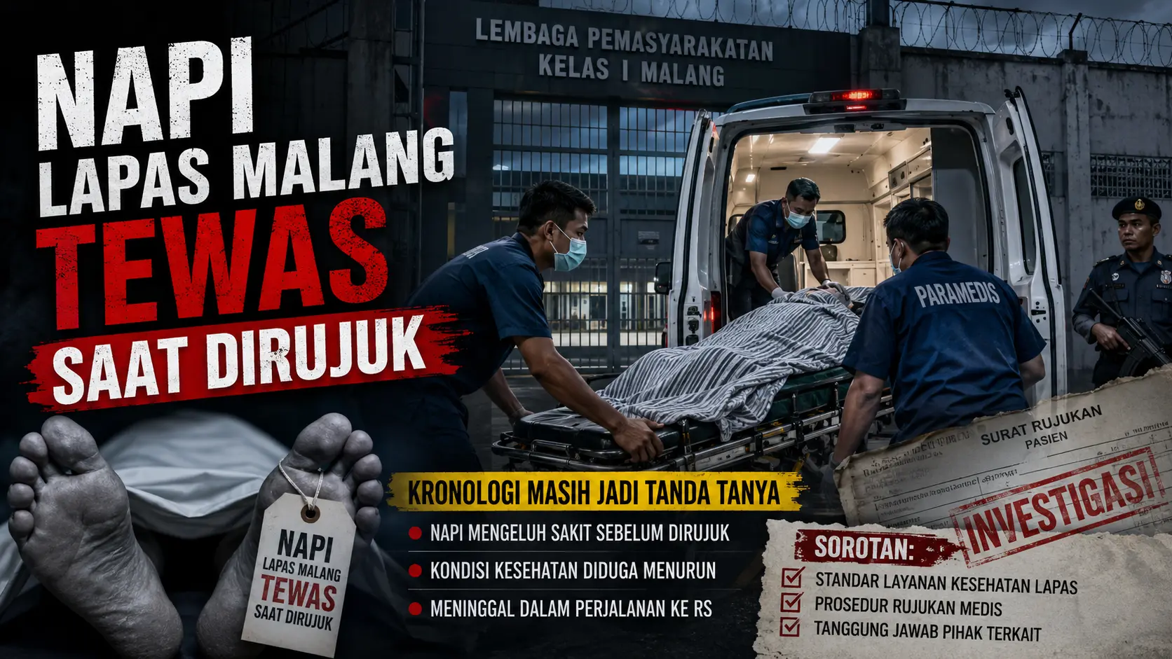 Napi Lapas Malang Tewas Saat Dirujuk