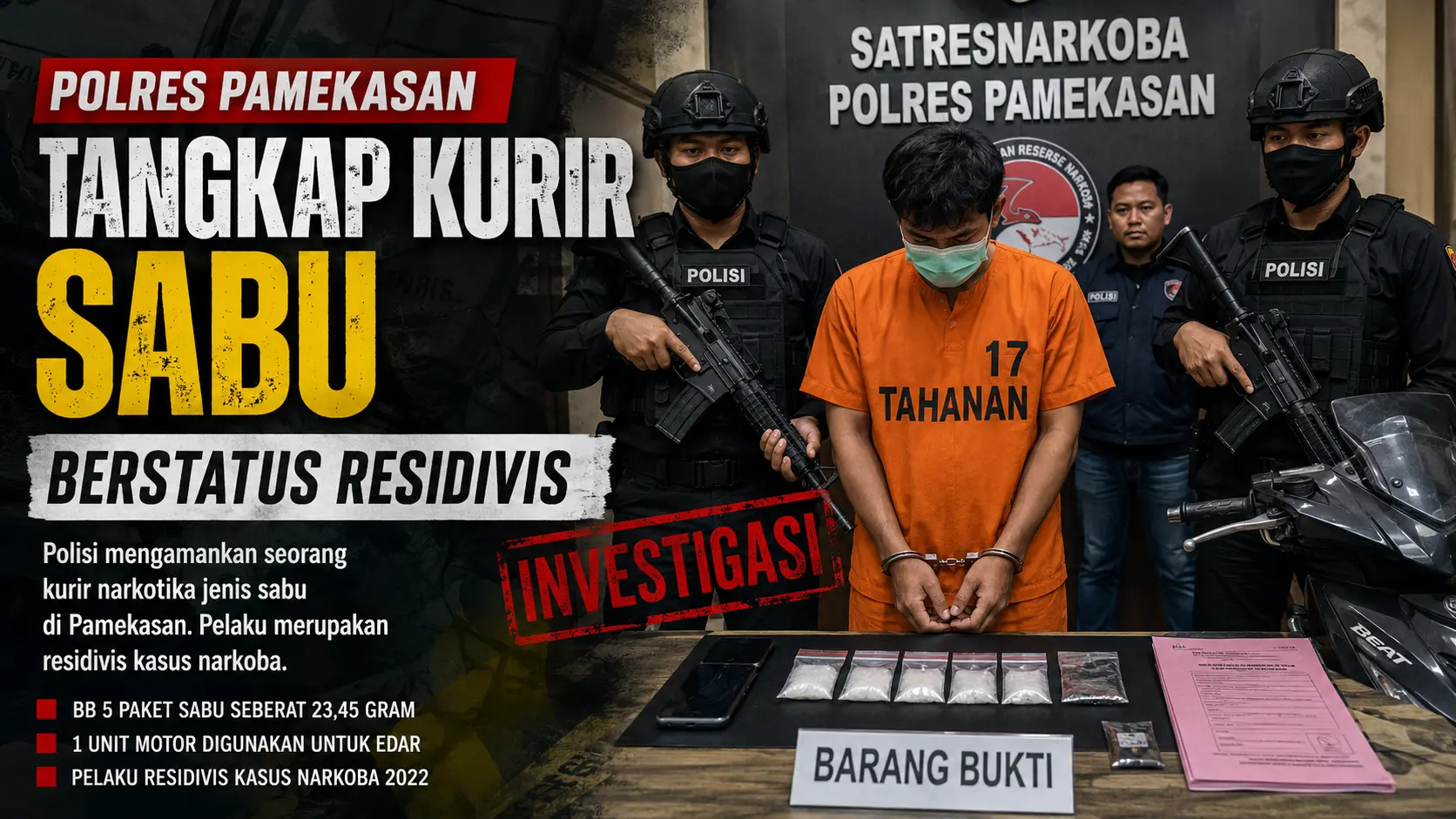 Residivis Sabu Diciduk di Pakong