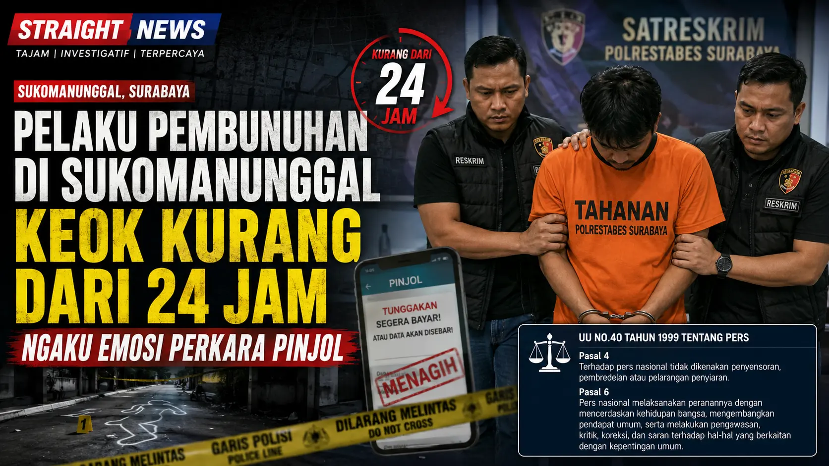 Satpam Pembunuh Rekan Kerja Ditangkap Kilat