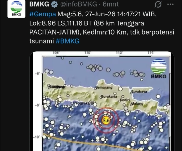 Gempa M5,6 Guncang Pacitan, Warga Ponorogo Panik