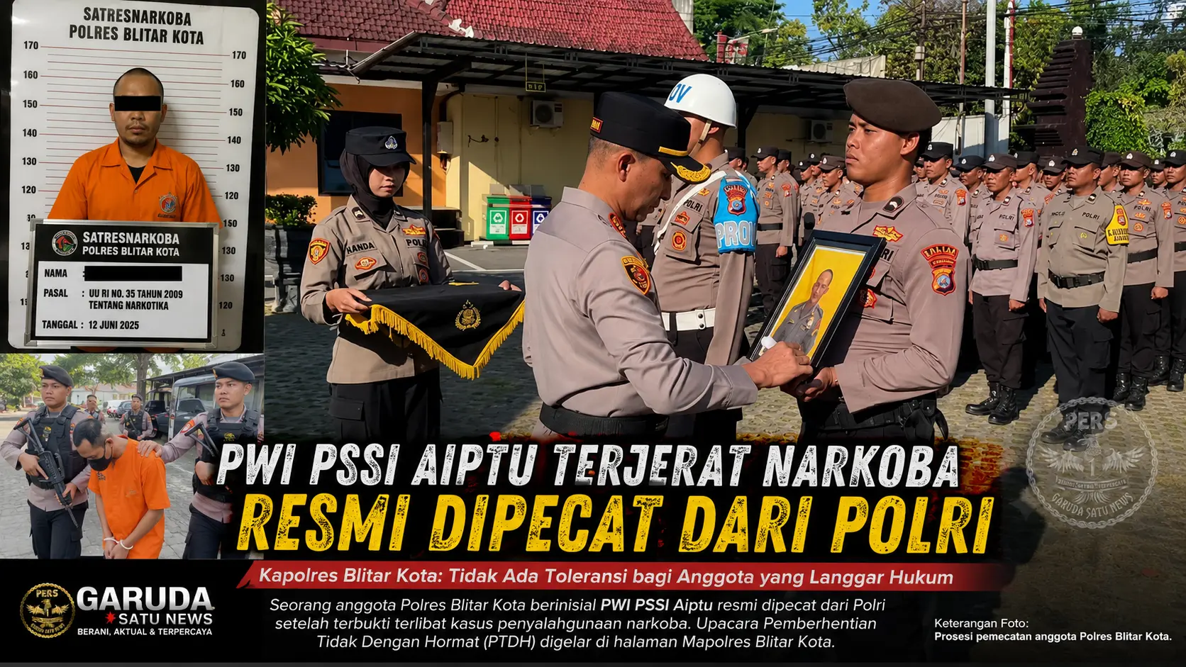 Aiptu Terjerat Narkoba Resmi Dipecat dari Polrii