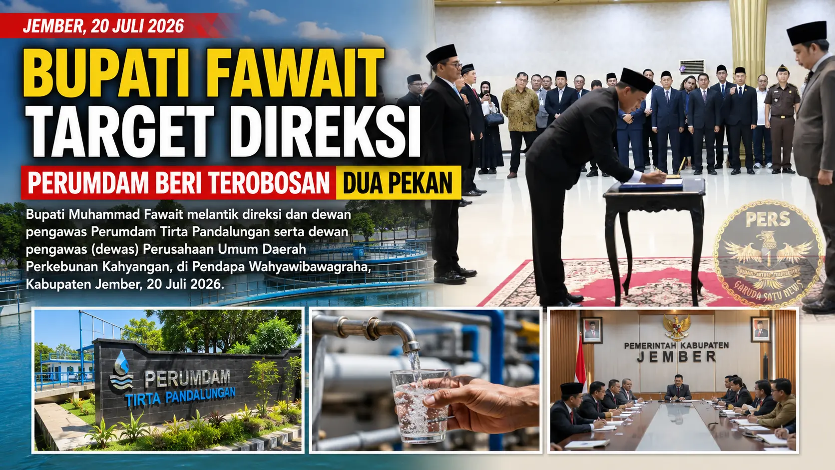 Bupati Fawait Target Direksi Perumdam Beri Terobosan Dua Pekaan