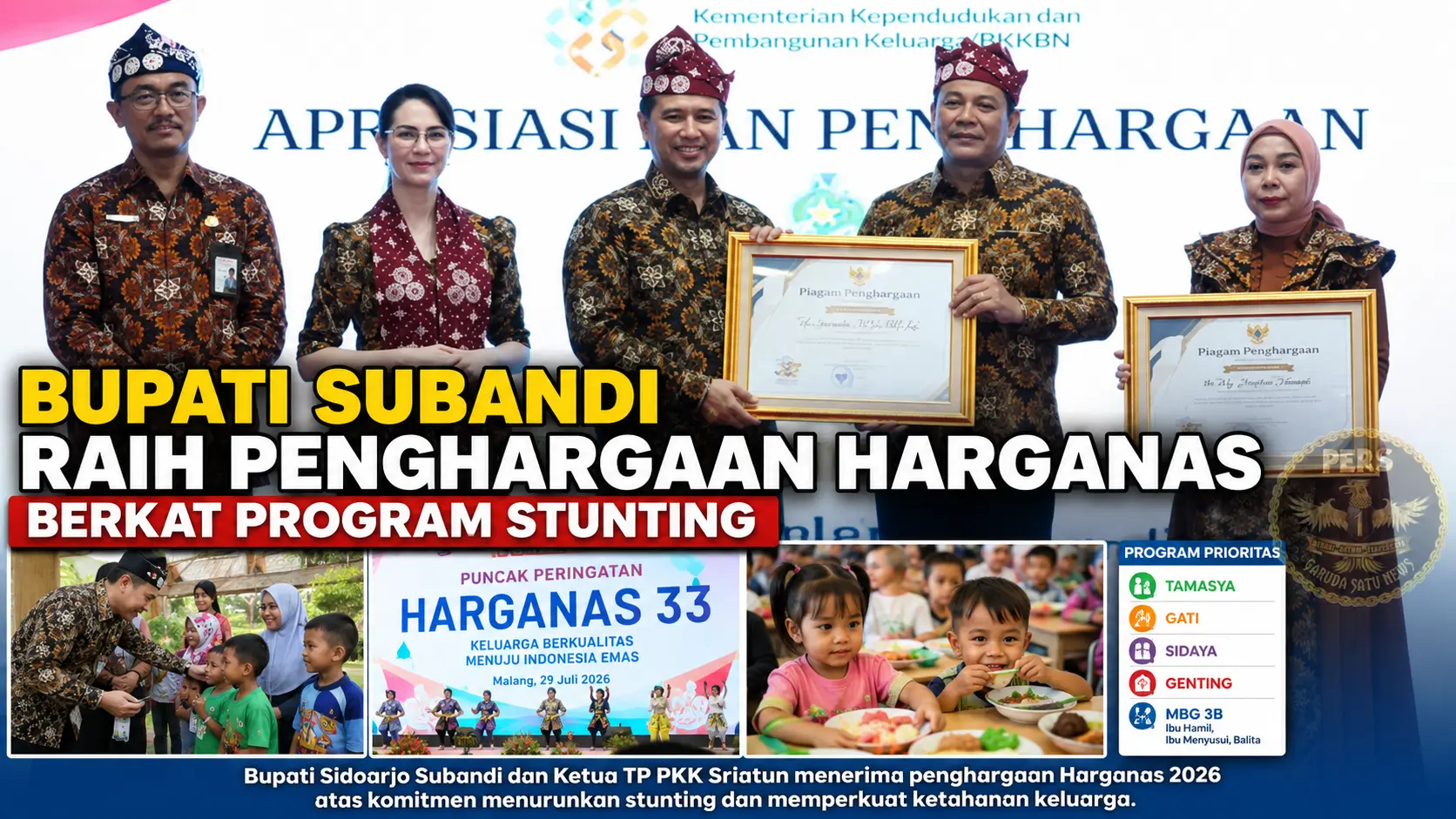 Bupati Subandi Raih Penghargaan Harganas Berkat Program Stunting
