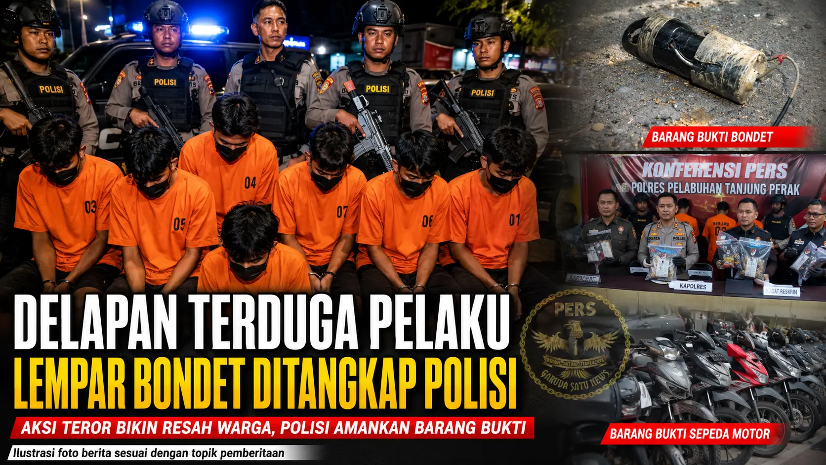 Delapan Terduga Pelaku Lempar Bondet Ditangkap Polisi