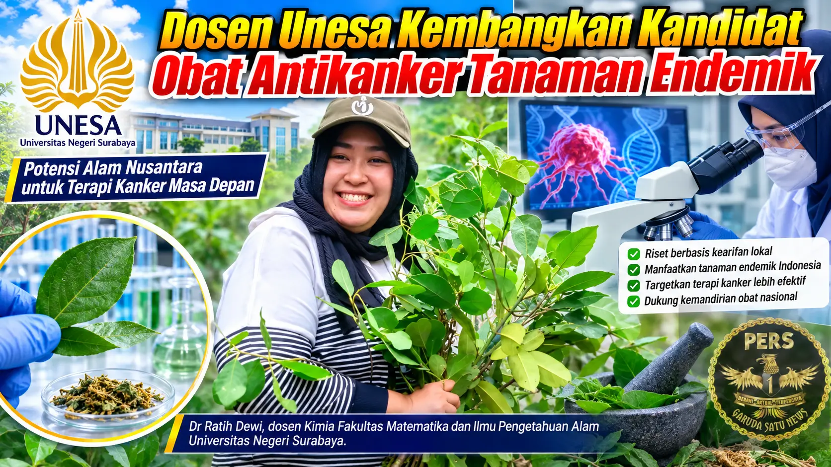 Dosen Unesa Kembangkan Kandidat Obat Antikanker Tanaman Endemik