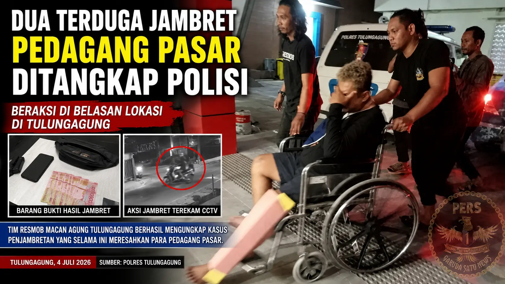 Dua Terduga Jambret Pedagang Pasar Ditangkap Polisii
