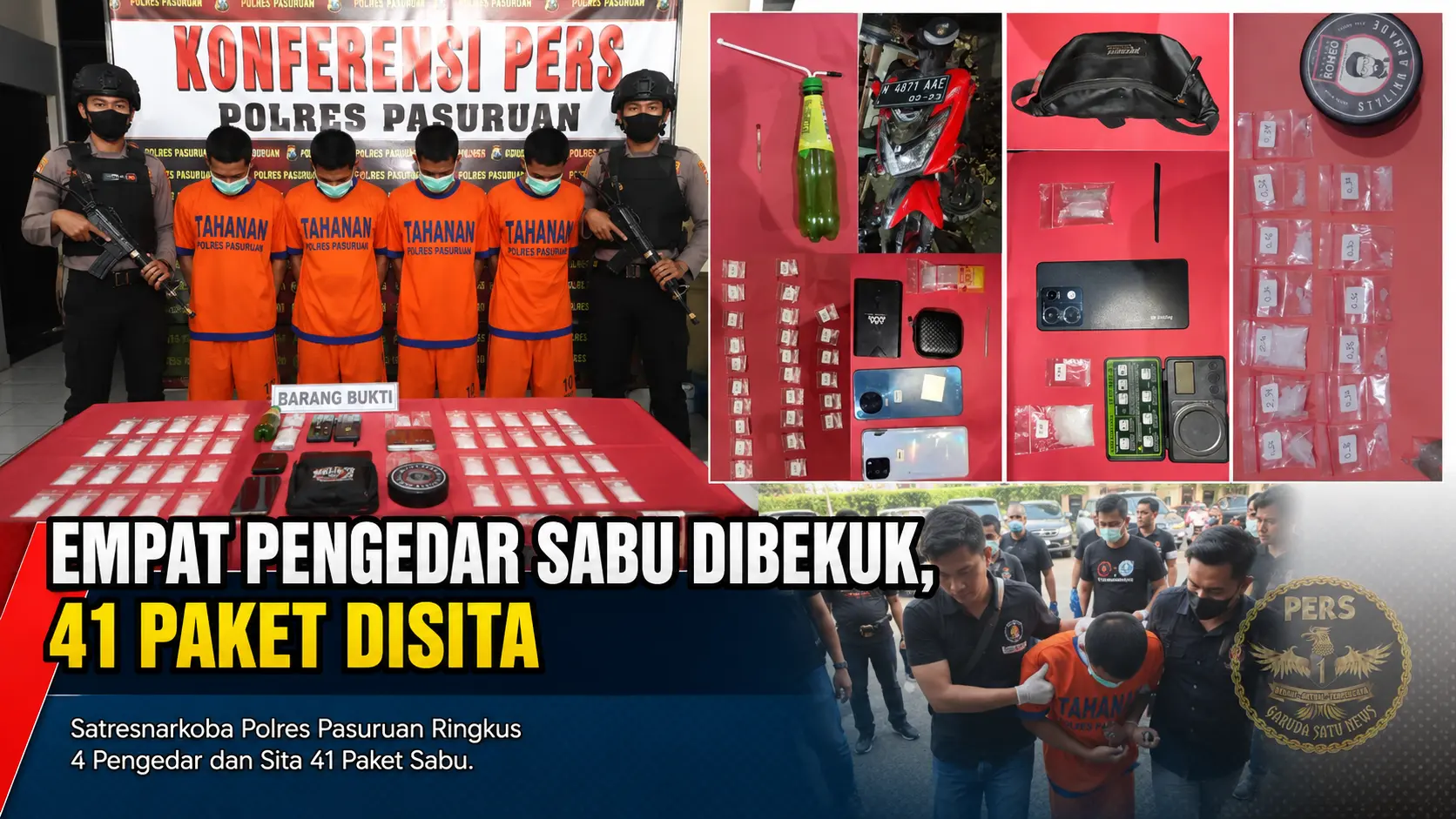 Empat Pengedar Sabu Dibekuk, 41 Paket Disita