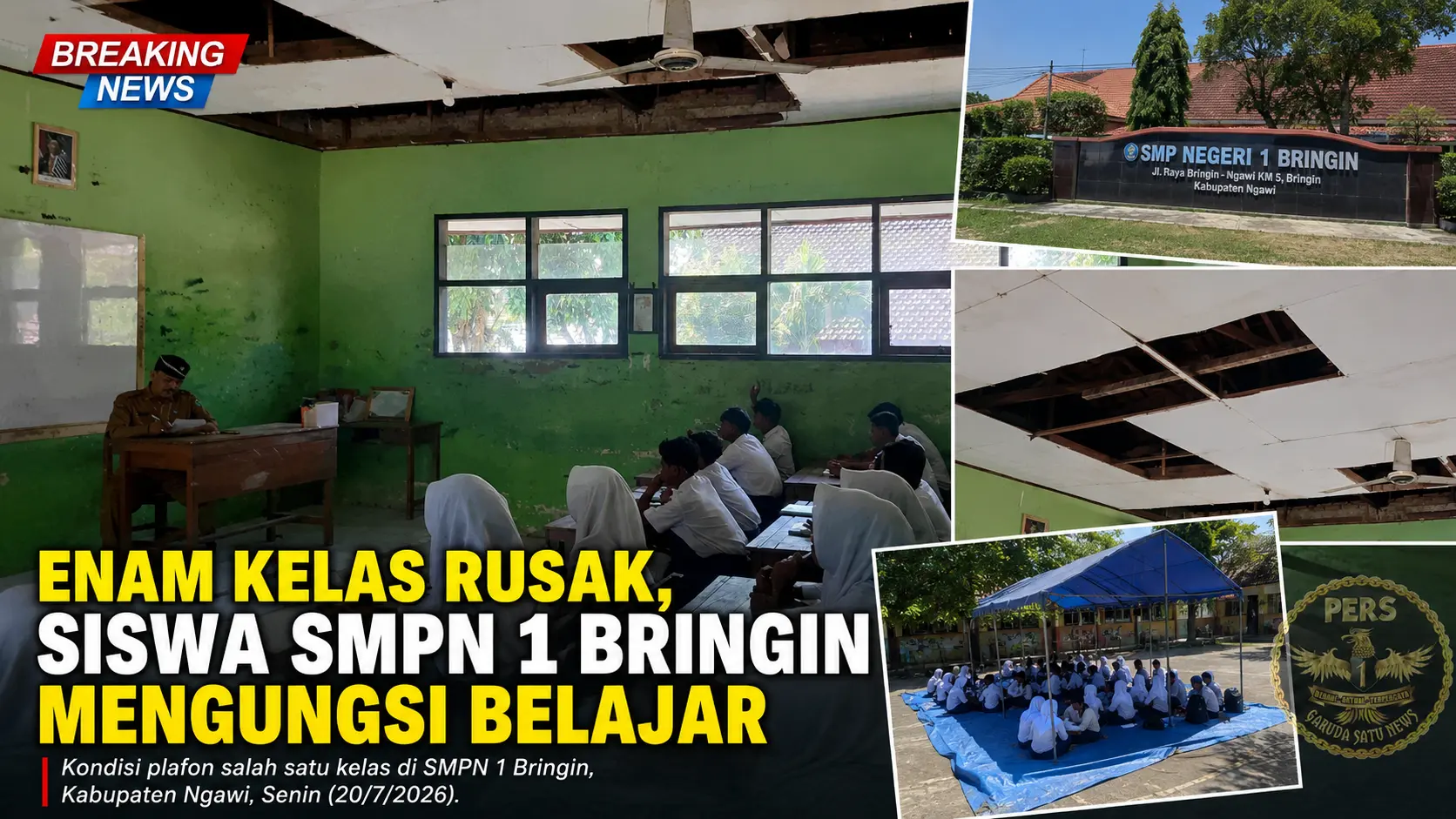Enam Kelas Rusak, Siswa SMPN 1 Bringin Mengungsi Belajar