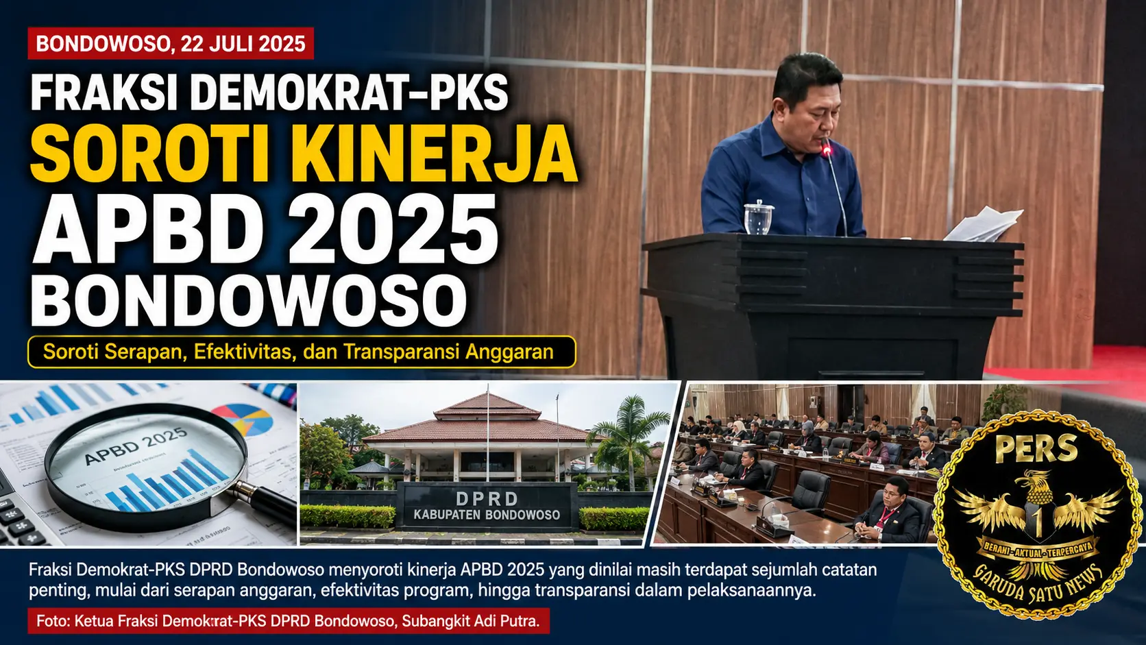 Fraksi Demokrat-PKS Soroti Kinerja APBD 2025 Bondowoso