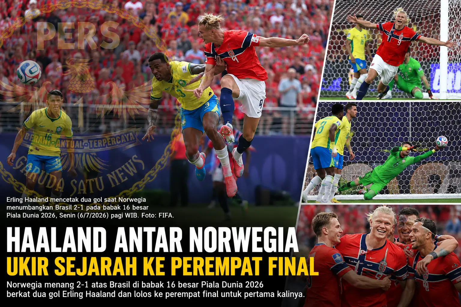 Haaland Antar Norwegia Ukir Sejarah ke Perempat Finaal