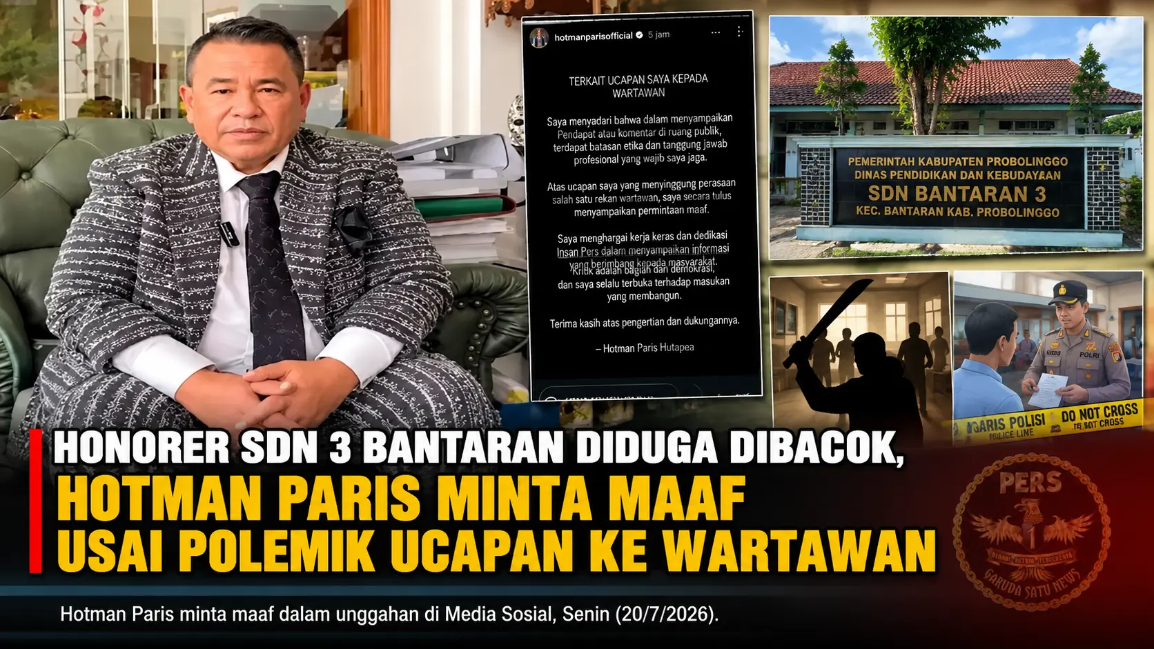 Hotman Paris Minta Maaf Usai Polemik Ucapan ke Wartawan