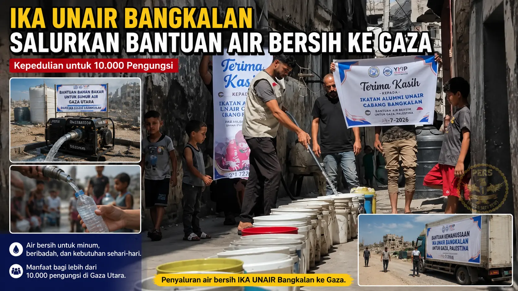 IKA UNAIR Bangkalan Salurkan Bantuan Air Bersih ke Gaza