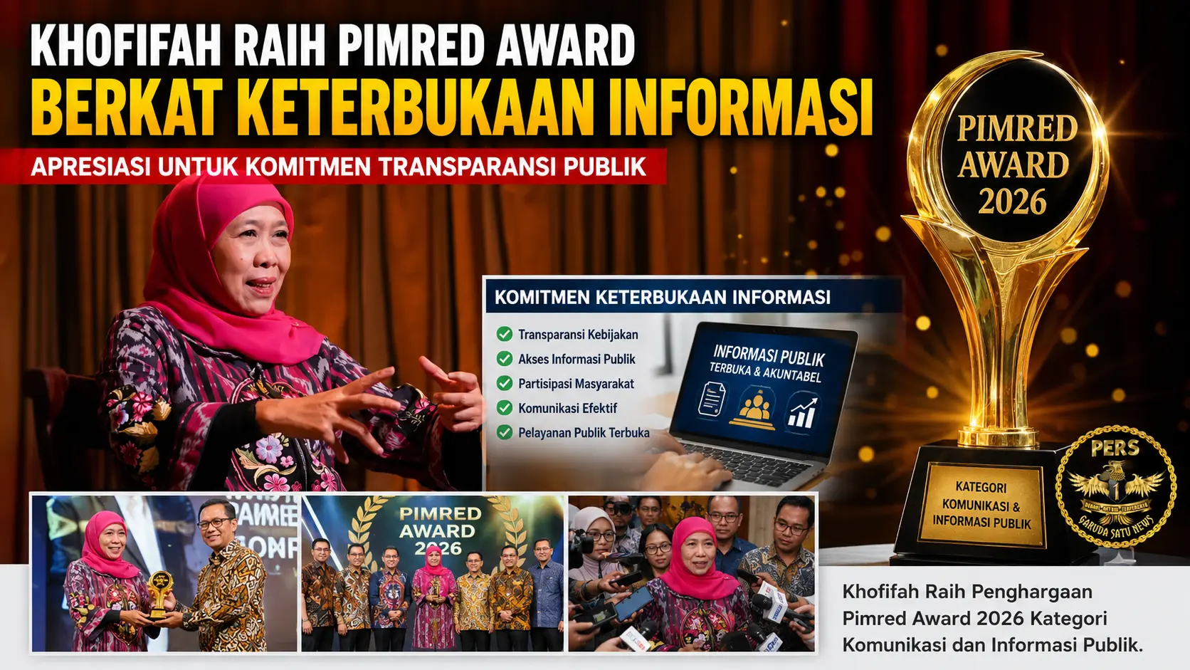 Khofifah Raih Pimred Award Berkat Keterbukaan Informasi
