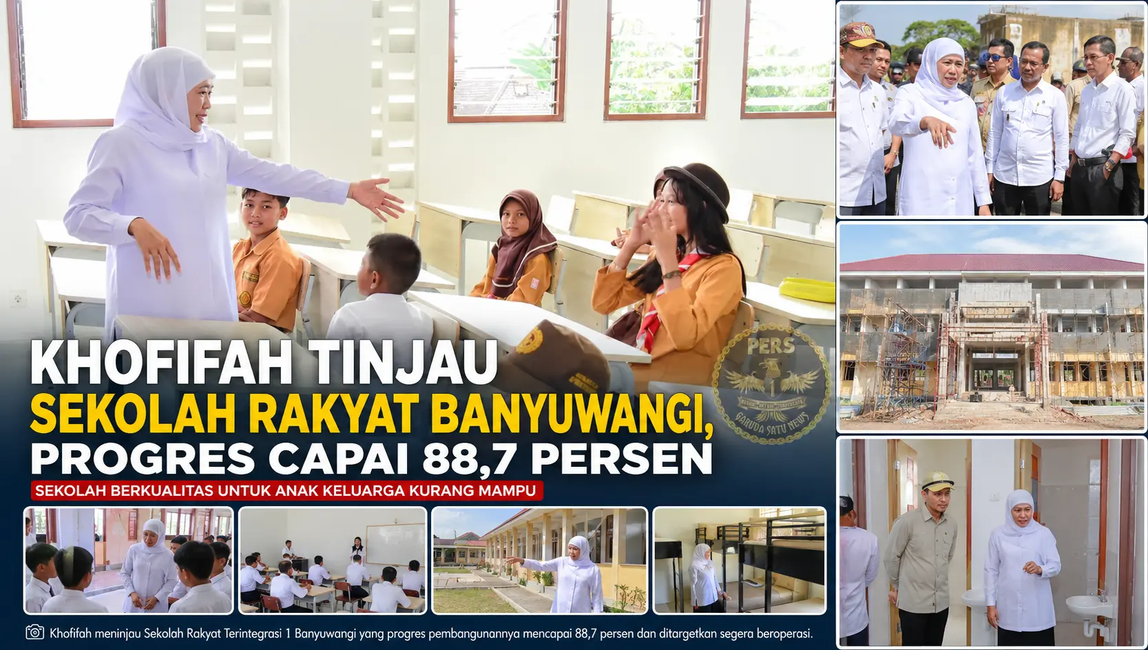Khofifah Tinjau Sekolah Rakyat Banyuwangi, Progres Capai 88,7 Persen