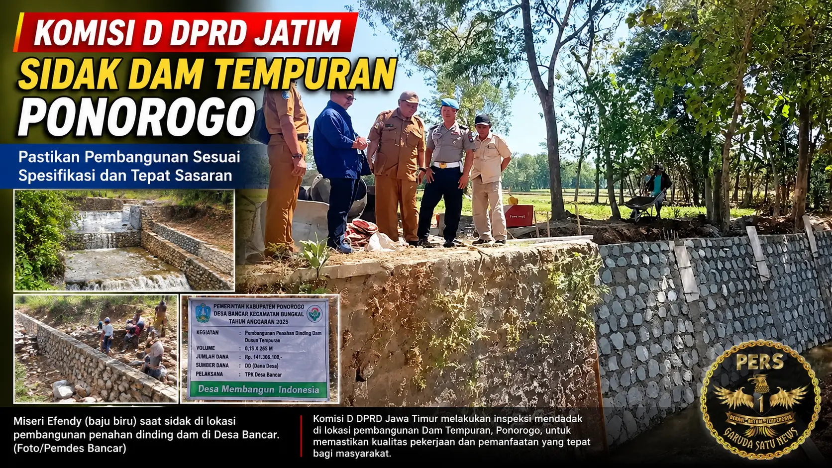 Komisi D DPRD Jatim Sidak Dam Tempuran Ponorogo