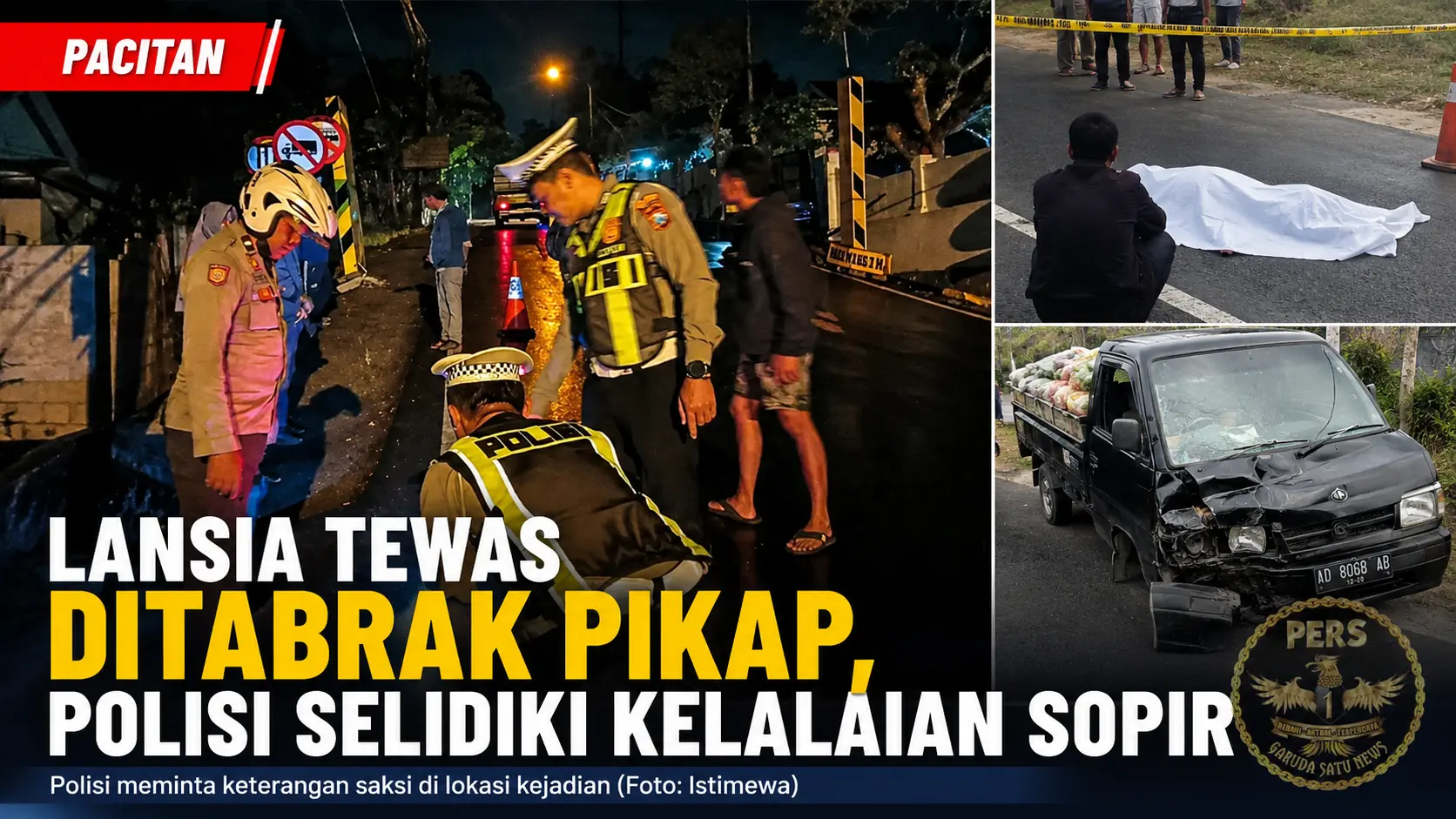 Lansia Tewas Ditabrak Pikap, Polisi Selidiki Kelalaian Sopir