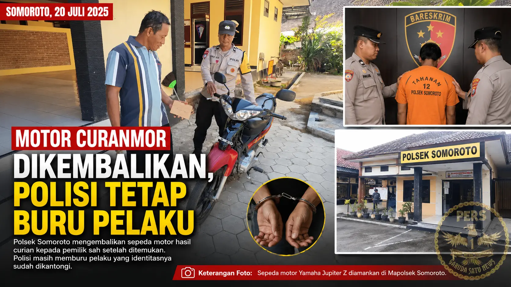 Motor Curanmor Dikembalikan, Polisi Tetap Buru Pelaku