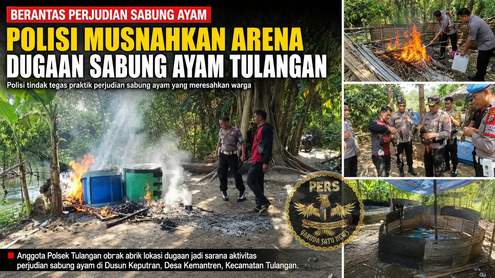 Polisi-Musnahkan-Arena-Dugaan-Sabung-Ayam-Tulangan