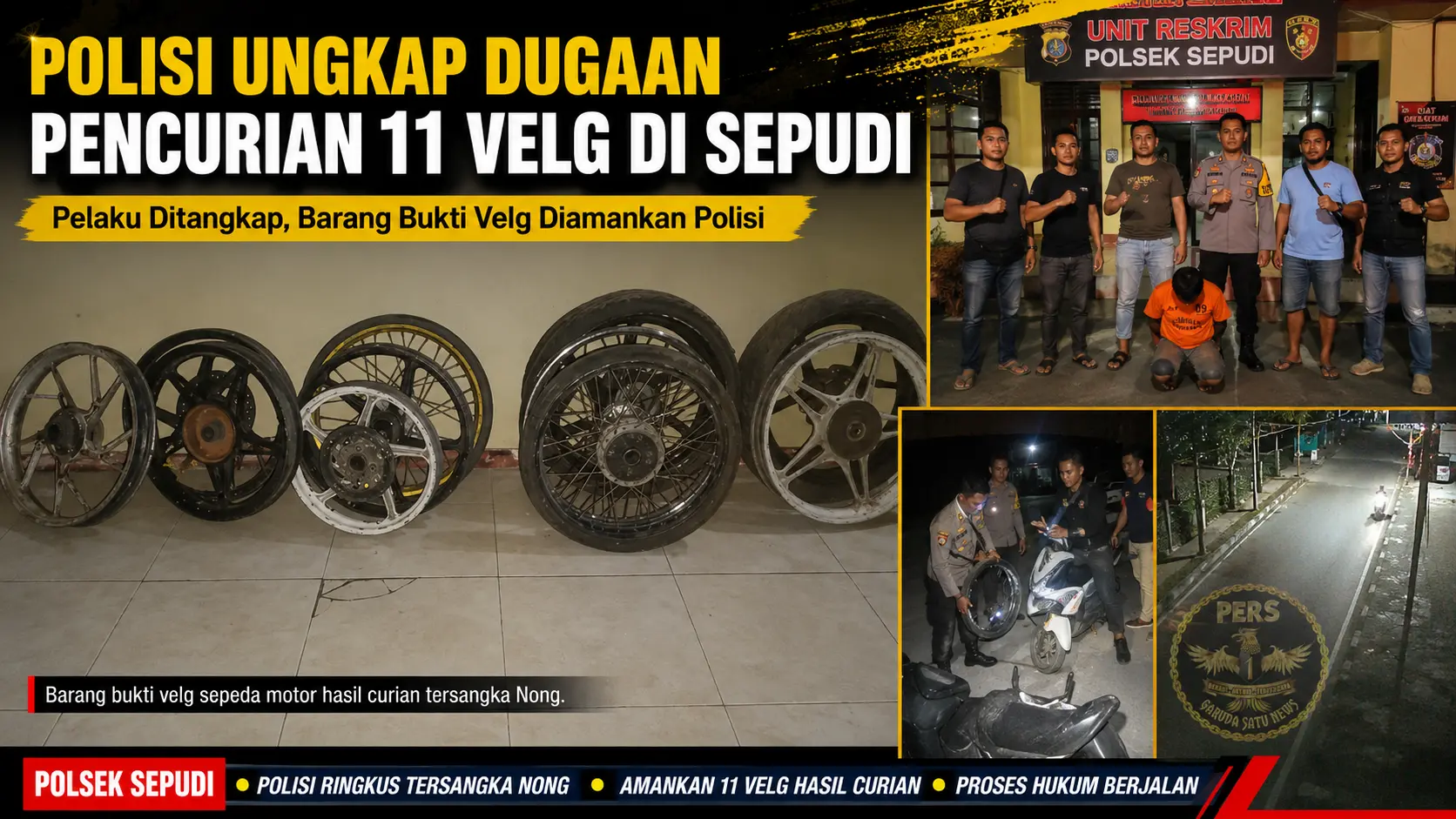 Polisi Ungkap Dugaan Pencurian 11 Velg di Sepudi