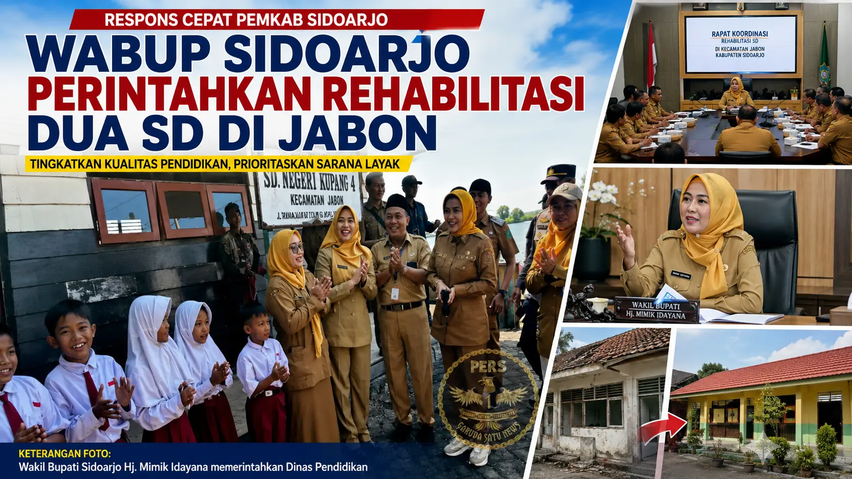 Wabup Sidoarjo Perintahkan Rehabilitasi Dua SD di Jabon