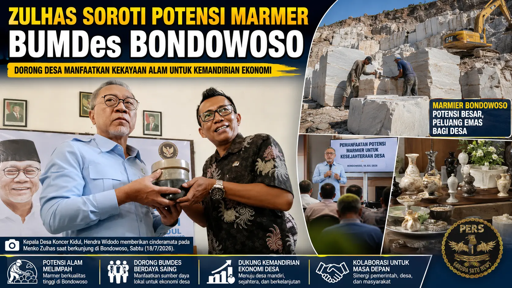 Zulhas Soroti Potensi Marmer BUMDes Bondowoso