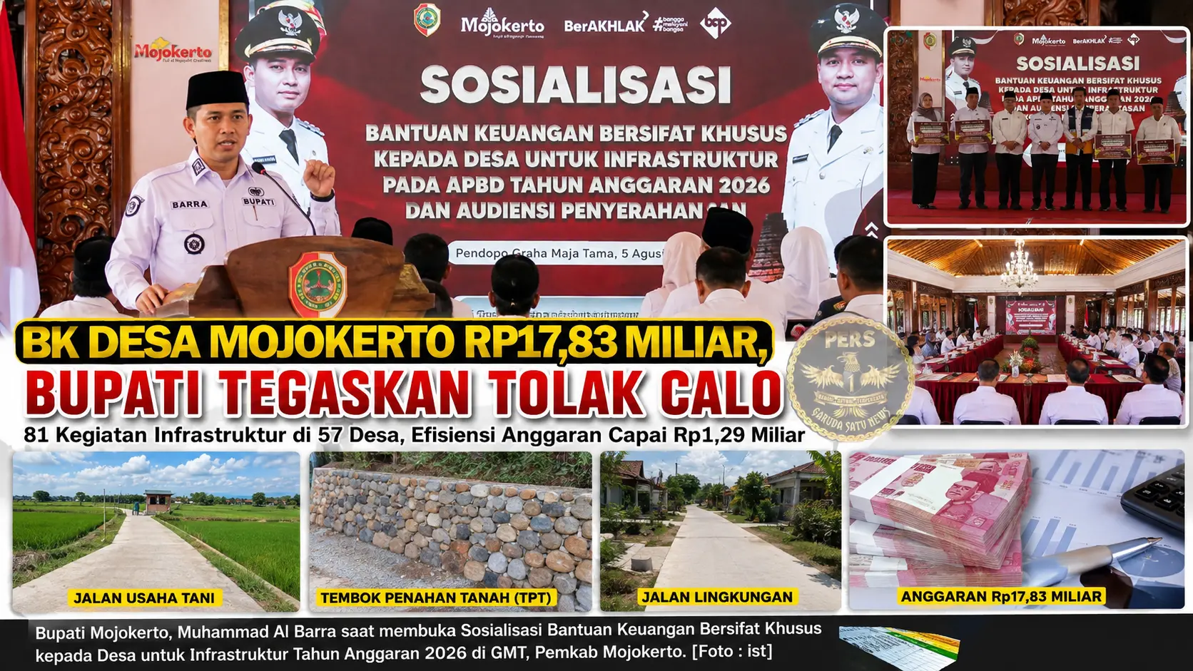 BK Desa Mojokerto Rp17,83 Miliar, Bupati Tegaskan Tolak Calo