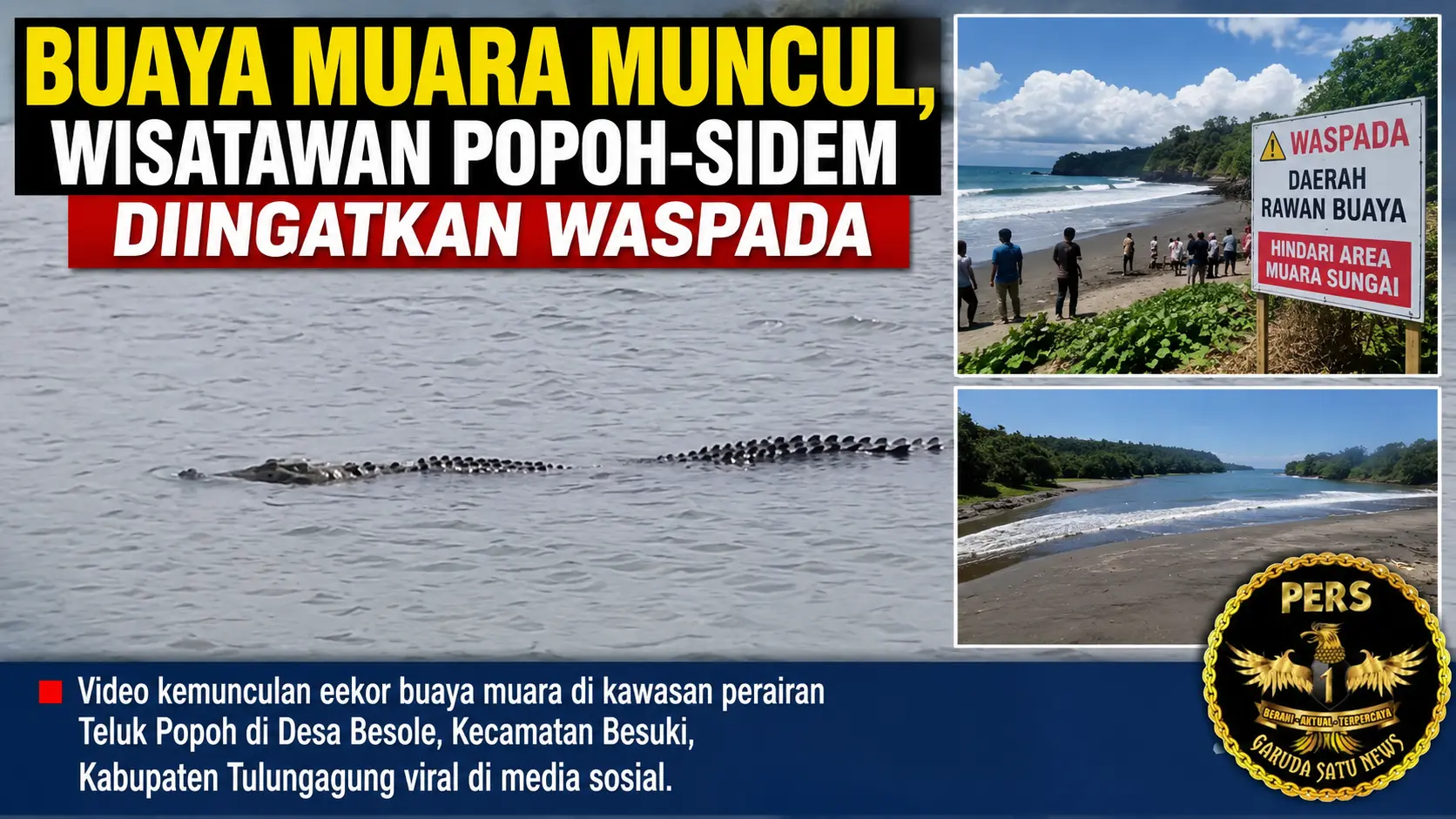 Buaya Muara Muncul, Wisatawan Popoh-Sidem Diingatkan Waspada