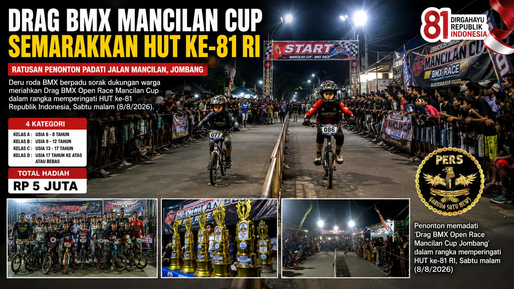 Drag BMX Mancilan Cup Semarakkan HUT Ke-81 RI