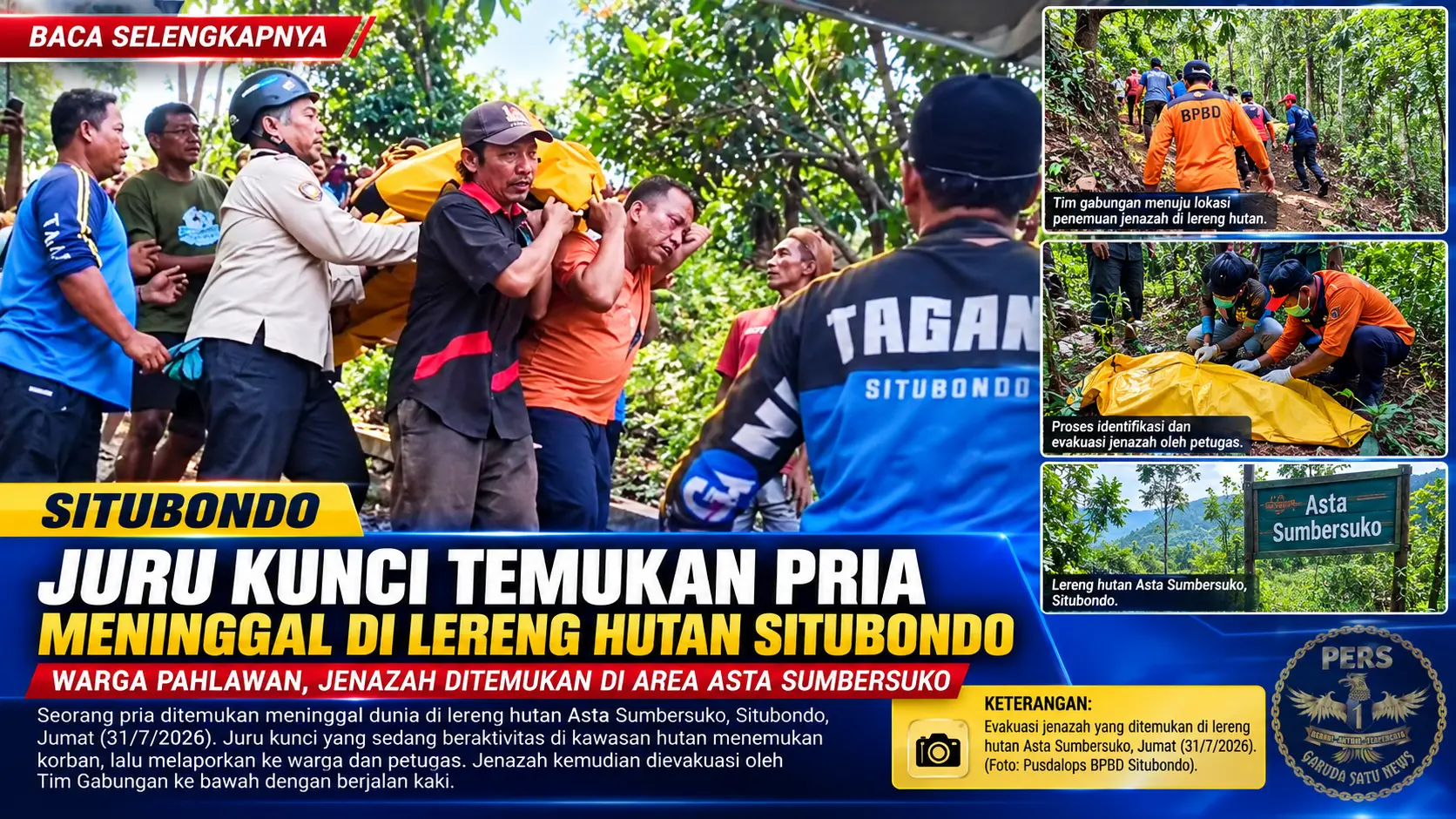 Juru Kunci Temukan Pria Meninggal di Lereng Hutan Situbondo