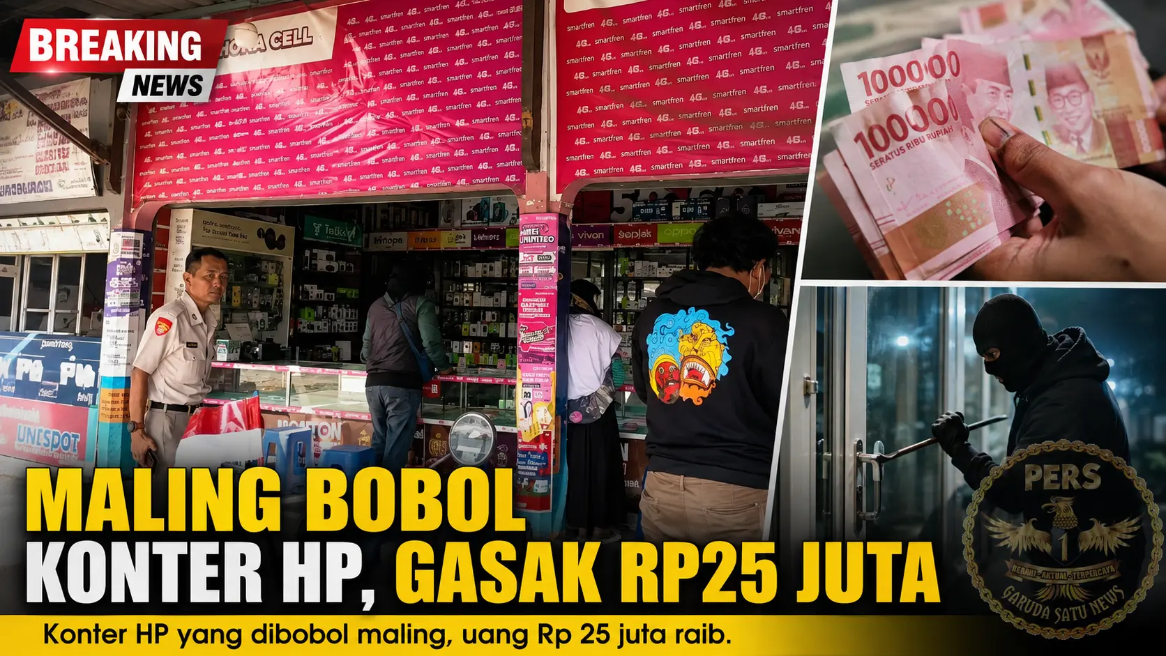 Maling Bobol Konter HP, Gasak Rp25 Juta