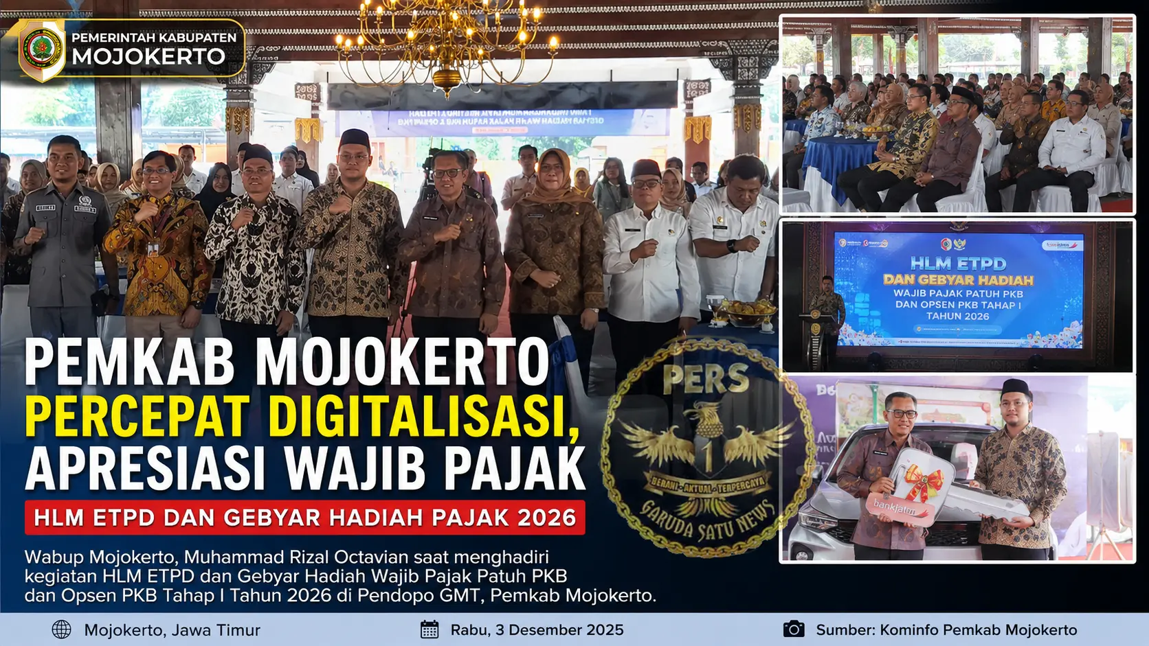 Pemkab Mojokerto Percepat Digitalisasi, Apresiasi Wajib Pajak