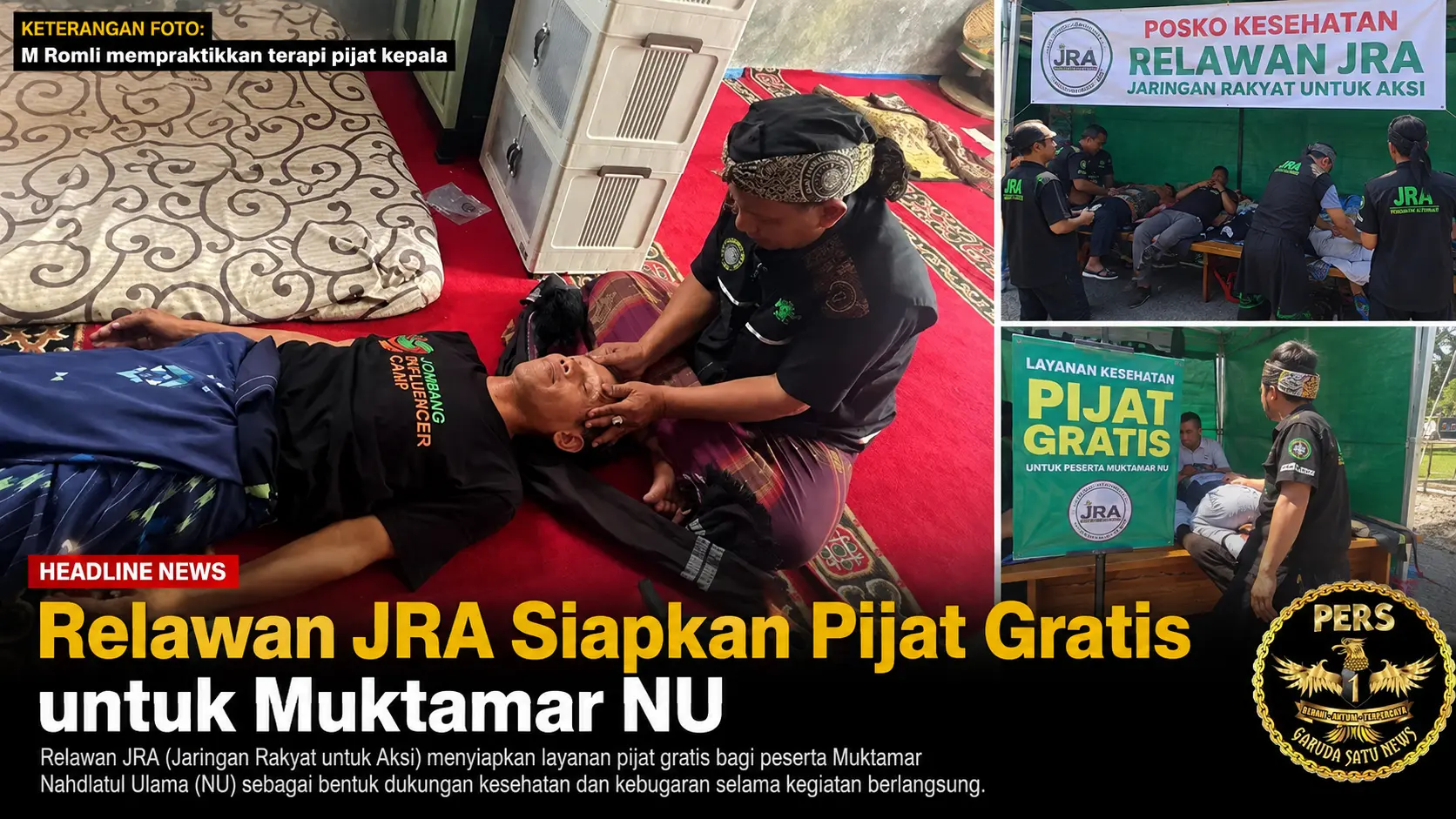 Relawan JRA Siapkan Pijat Gratis untuk Muktamar NU