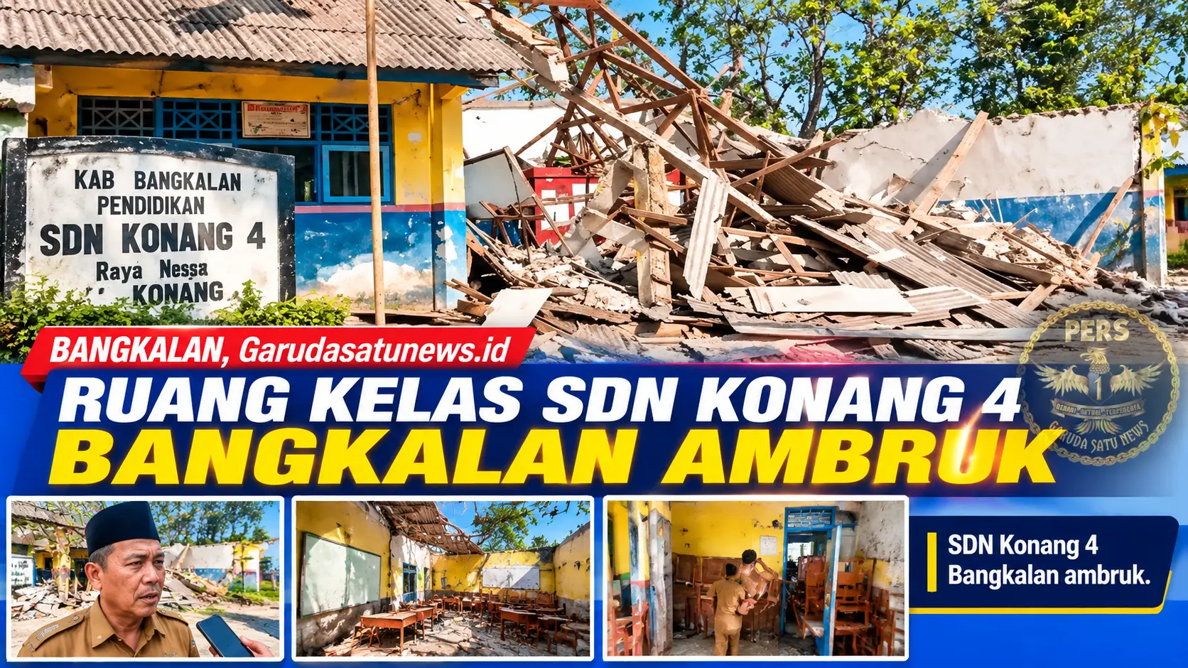 Ruang Kelas SDN Konang 4 Bangkalan Ambruuk