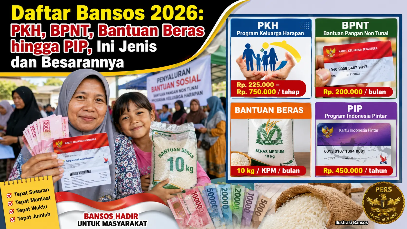 Bansos 2026 PKH, BPNT, Beras hingga PIP