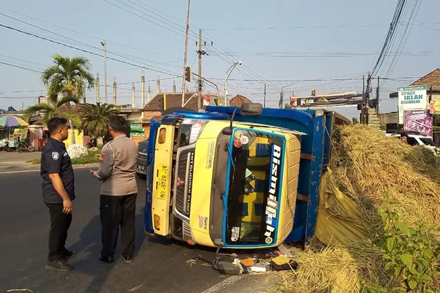 Truk Padi Terguling, 13 Buruh Tani Jadi Korban