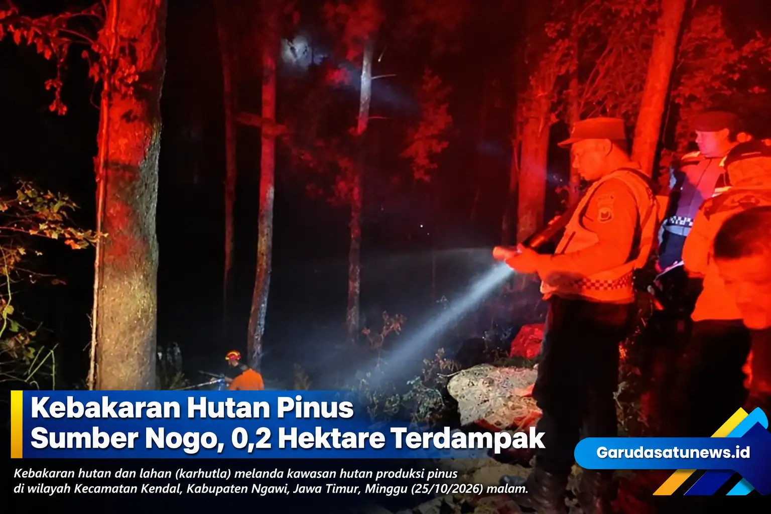 Kebakaran Hutan Pinus Sumber Nogo, 0,2 Hektare Terdampaak